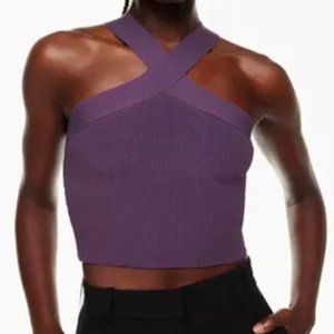 Aritzia Sculpt Knit Criss Cross Cropped Tank Purple